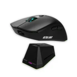 JEDEL WD139 Lightweight RGB Wireless Gaming Mouse with Magnetic Charging Dock (Black/White)