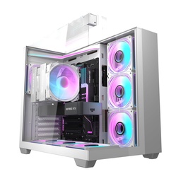 DarkFlash TH285 ATX Mid Tower Front Side & Left Side Tempered Glass Panel Case With RGB 4 Fans - White