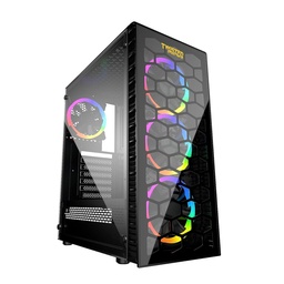 Twisted Minds Killstreak-03 Mid Tower Two Panel Front & Left Side Tempered Glass Case with 4 RGB Fans - Black