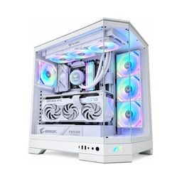 Tortox Prism ATX Full Tower Two Panel Front & Left Side Tempered Glass Case with 7 ARGB Fans - White