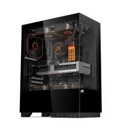 Tortox Nimbus E-ATX Fornt & Left Side Tempered Glass Case With 3 RGB Fans - Black