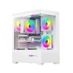 DarkFlash C365 E-ATX Fornt & Left Side Tempered Glass Case With 5 ARGB Fans - White