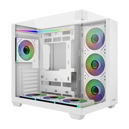 FSP M541 ATX Mid Tower Three Panel Front Top & Left Side Tempered Glass Case With 7 ARGB Fans - White