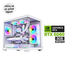 Gaming PC - Intel Core i5-14400F, ColorFul BATTLE-AX Intel H610M-GHA WIFI D5 White Motherboard,16GB D5 RAM, 1TB SSD NVMe, RTX 5060 8GB VGA White, 750 WATT PSU, L240 Liquid Cooler White, FSP S342 ATX Mid Tower Case 6x ARGB Fans, Win 11 Pro (License)