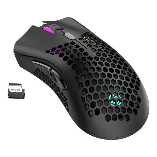 K-Snake BM600 1600 DPI 7-keys Hollow Lightweight Wireless Charging RGB Colorful Gaming Mouse(Wireless BM600 Black)