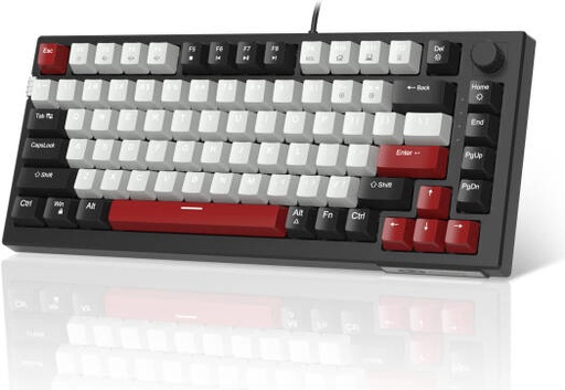 MageGee SKY81 Wired Mechanical Hot-Swappable Gaming Keyboard, Red Switch, 83 Keys Anti-Ghosting, 3-Color Combination Keycaps, 1.6m Cable Length, Ice Blue Lighting, ENG Layout, USB, Black/Gray | SKY81 