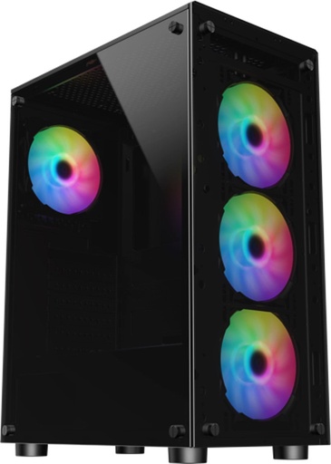 [SZAAN] SHARX ZEPHYR ARGB - ATX Mid Tower Gaming Case With Front Tempered Glass, 4 x 120mm ARGB Computer Fans Model Z-200, Black 