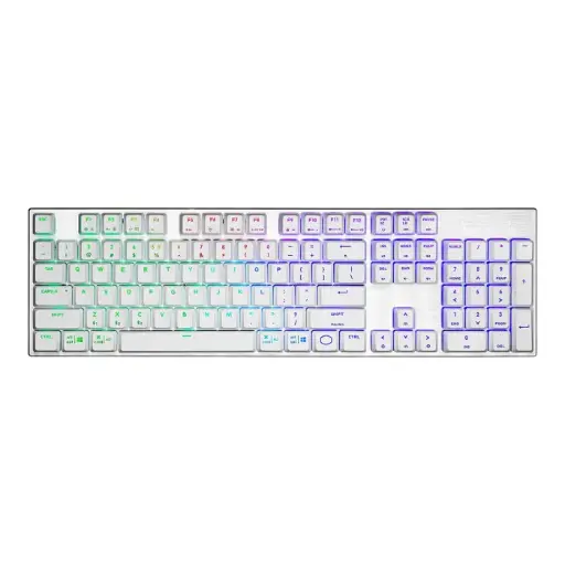Cooler Master SK653 Full Sized Wireless/Bluetooth RGB Mechanical Keyboard With Low Profile Tactile Brown Switch - Silver /White 