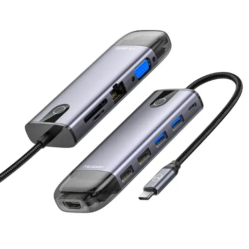 Mcdodo HU-7420 10 in 1 HUB HDMI USB-A 2.0*2 USB-A 3.0*2 VGA USB-C (PD 100W) Gigabit LAN SD/TF Card 