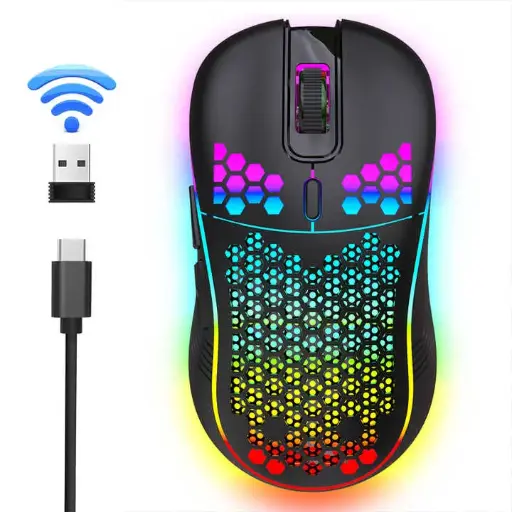 [WCMHN] Wireless Cave Mouse Hollow Lightweight Silent Gaming Mouse Luminous Computer Office Mouse Gamer 