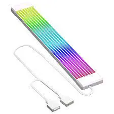 PC Gaming RGB LED Light Strip Bar ARGB Board Cover For Computer Power Supply ATX 24PIN GPU Video Card Cables And Case White GPU 2x8PIN 