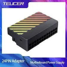 Teucer ATX 24Pin 90 Degree Motherboard Power Supply ARGB Cable Connector Plug Adapter DIY Mounting Accessessory for Desktops PC 