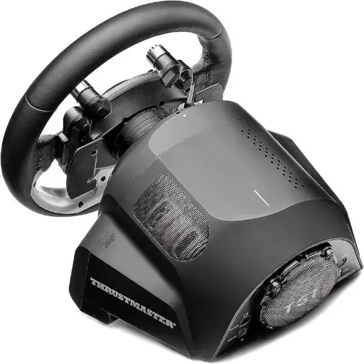 Thrustmaster T-GT II, Racing Wheel with Set of 3 Pedals, PS5, PS4, PC, Real-Time Force Feedback, Brushless 40-Watt Motor, Dual-Belt System, Magnetic Technology, Interchangeable Wheel 