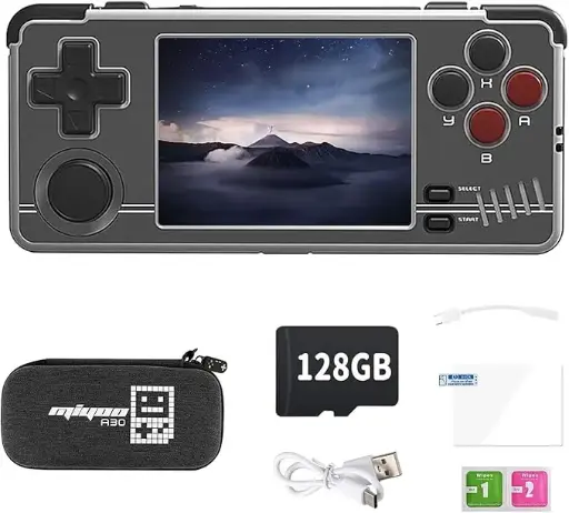 Miyoo A30 Handheld Gaming Console, 2.8'' IPS Display, 512MB RAM, 10,000+ Games Supports Multiple Emulators, 2500mAh Battery, Support Wireless Network 
