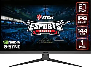 MSI G272, 27" Gaming Monitor, 1920 x 1080 (FHD), IPS, 1ms, 144Hz, FreeSync, HDMI, Displayport, Tilt 