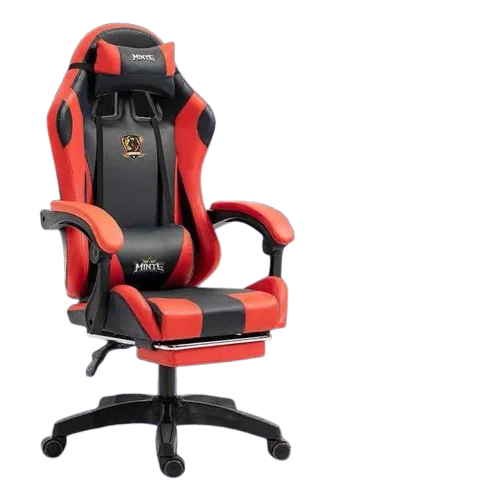 MINTE Leather Gaming Chair with Headrest - Black/ Red 