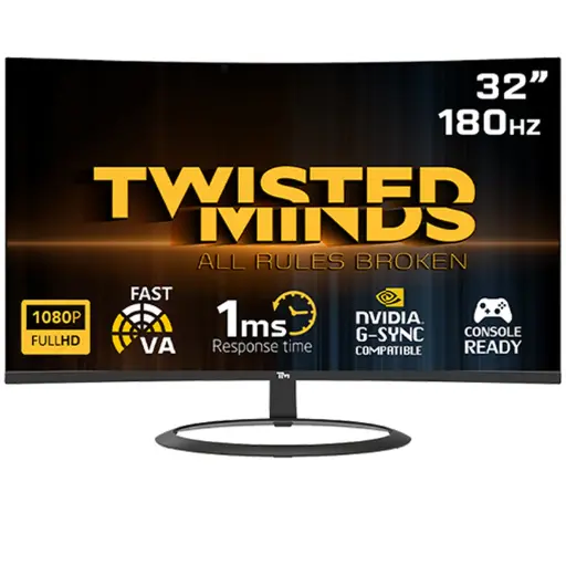 Twisted Minds Eclipse Series Curved 32" FHD - 180HZ 1ms Fast VA Gaming Monitor 