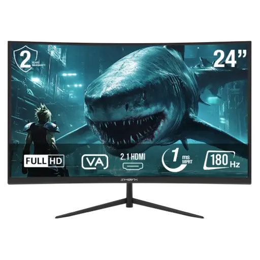 Sharx 24″ JAWS 24F180VC 180Hz 1ms FHD VA HDMI 2.1 Curved Gaming Monitor 