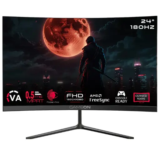 [GG2FN] GAMEON GOC24F180VA 24" FHD, 180 Hz, MPRT 0.5 ms, HDMI 2.1, VA Panel Curved Gaming Monitor 