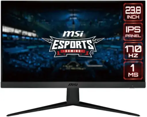 MSI G2412 Flat Gaming Monitor, 24" FHD 1920x1080 IPS Display, 170Hz Refresh Rate, 1ms Response Time, 16.7M Colors, FreeSync Premium, 2x HDMI, 1x DP 