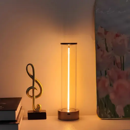 Modern Cordless Bedside Lamp, Rechargeable Touch-Controlled Dimmable Table Light with 3 Levels, Metal Base, USB Powered for Office, Living Room, Kitchen, Bedroom - Silvery, Modern Style, Fantasy Theme 