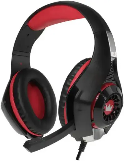 Crown Micro CMGH-101T Wired Gaming Headphones, 40mm Diameter Speakers, Adjustable Flexible Headband, 2.1m Cable Length, Plug 3.5 Jack 4-Pin + Adapter, Black | CMGH-101T 