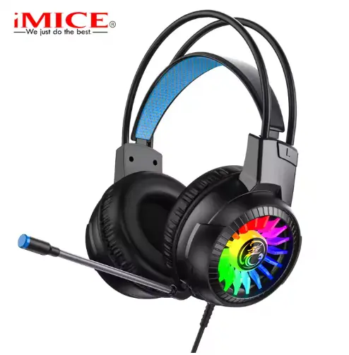 IMICE HD-490 3.5mm Wired Headphones RGB Backlight Headset 7.1 Surround Sound Earphone 