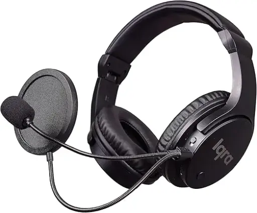 Iqra Studio Wireless Headphone & Headset - Dual Function - Built in Reverb Technology - Black Color - Noise Cancellation - Light Weight - Multi-Device Connectivity 