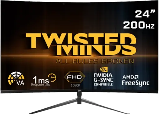 Twisted Minds 24'' FHD 200HZ, curved, VA, 1MS, HDMI 2.0 Gaming Monitor - TM24RFA-200HZ