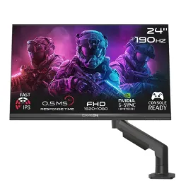 GAMEON GOM24FHD190IPSX Midnight Pro X Series 24" FHD, 190 Hz, MPRT 0.5 ms, Fast IPS Gaming Monitor (Support PS5) with Stand - Black