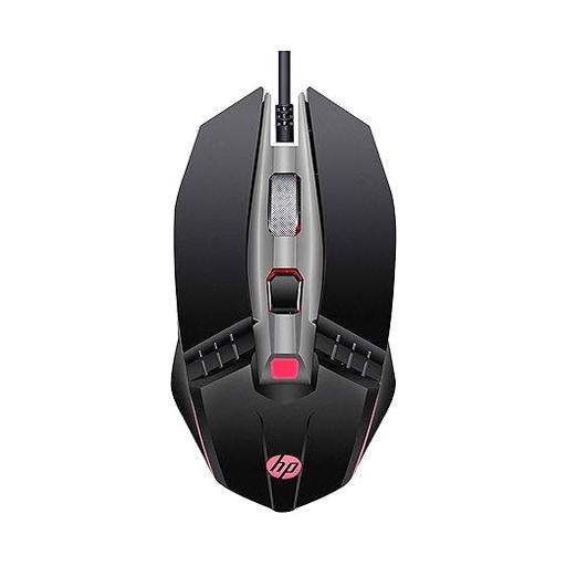 HP M270 Backlit USB Wired Gaming Mouse with 6 Buttons, 4-Speed Customizable 2400 DPI, Ergonomic Design, Breathing LED Lighting, Metal Scroll Wheel, Black