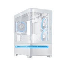 Asus Prime AP202 Mid Tower Fornt & Left Side Tempered Glass Panel Case With 3 ARGB Fans - White