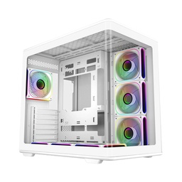 Cooler Master Elite 600 ATX Mid-Tower Fornt & Left Side Tempered Glass Panel Case With 7 ARGB Fans - White