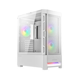 Cougar Air Face Mid Tower Tempered Glass Side Panel Case with 3 RGB Fans - White
