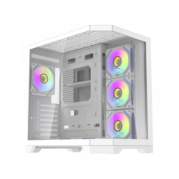 DarkFlash Aigo FT418 Pro Mid Tower Two Panel Front & Left Side Tempered Glass Case with 7 RGB Fans - White