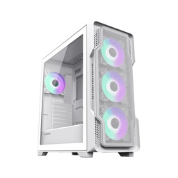 GameMax Siege E-ATX Full Tower Mesh Tempered Glass Side Panel Case with 4 RGB Fans - White